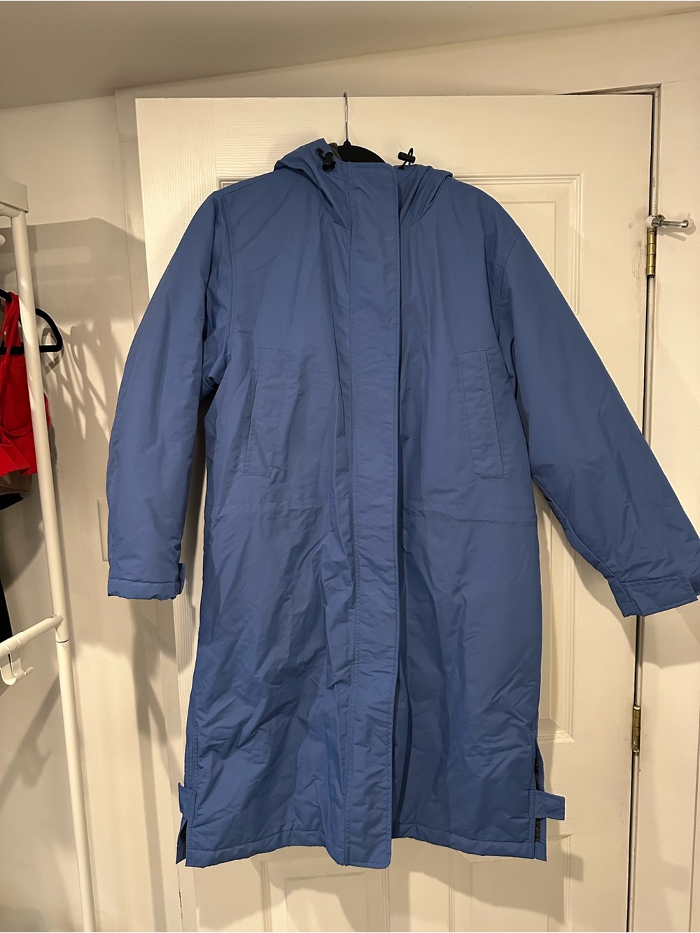 Men's Blue Hooded Long Parka Jacket
